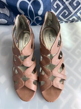 Style & Co. Women's Blush Pink Cutout Heeled Sandals